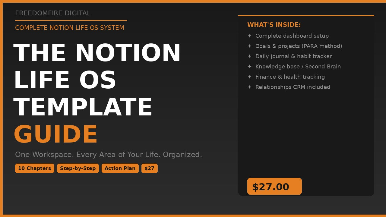 The Notion Life OS Template Guide — Step-by-Step PDF | Complete Personal Operating System | Goals, Habits, Finance & Second Brain