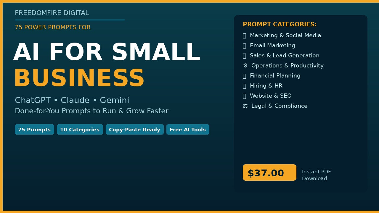 AI Prompts for Small Business Owners — 75 Copy-Paste Prompts | ChatGPT, Claude & Gemini | Marketing, Sales, Finance & More